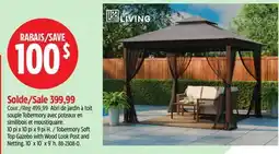 Canadian Tire For Living Tobermory Soft Top Gazebo with Wood Look Post and Netting 10´ x 10´ x 9' h offer