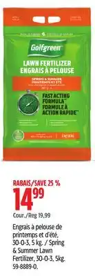 Canadian Tire Golfgreen Spring & Summer Lawn Fertilizer, 30-0-3 offer