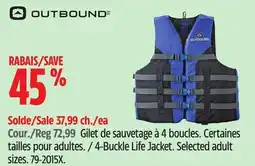 Canadian Tire Outbound 4-Buckle Life Jacket. Selected adult sizes offer
