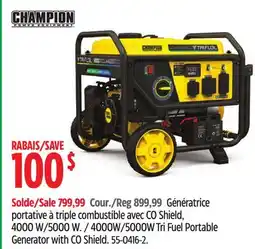 Canadian Tire 4000W/5000W Tri Fuel Portable Generator with CO Shield offer