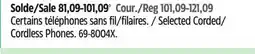Canadian Tire Selected Corded/ Cordless Phones offer
