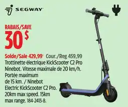 Canadian Tire Segway Ninebot Electric KickScooter C2 Pro. 20km max speed. 15km max range offer