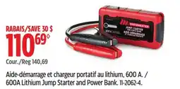 Canadian Tire MotoMaster 600A Lithium Jump Starter and Power Bank offer