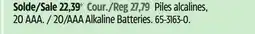 Canadian Tire Duracell 20/AAA Alkaline Batteries offer