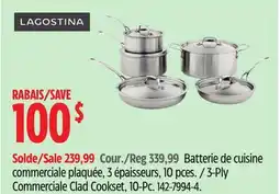 Canadian Tire Lagostina Batterie de cuisine commerciale plaquée, 3épaisseurs, 10pces offer