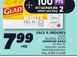 IGA GLAD GARBAGE BAGS offer