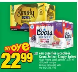 Super C eau gazéifiée alcoolisée Coors Seltzer, Simply Spiked | alcoholic carbonated water offer