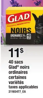 Provigo 40 SACS GLAD NOIRS ORDINAIRES offer