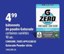 Provigo BÂTONNETS DE POUDRE GATORADE, 10 UN. | GATORADE POWDER STICKS offer