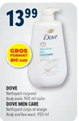 Familiprix DOVE, Body wash, 905 ml or DOVE MEN CARE, Body and face wash, 950 ml offer