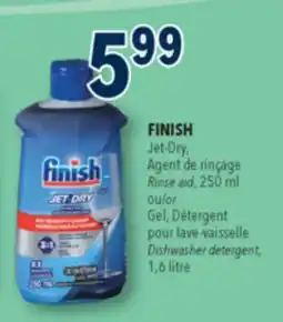 Familiprix FINISH, Jet-Dry, Rinse aid, 250 ml or Gel, Dishwasher detergent, 1.6 litre offer