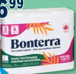 Familiprix BONTERRA triple rolls or Paper towels, 3 mega rolls offer