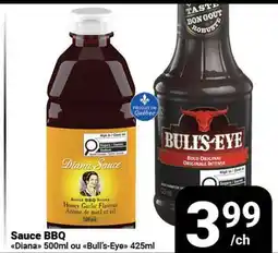 Pasquier Sauce BBQ Diana 500ml ou Bull's-Eye 425ml offer