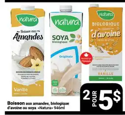 Pasquier Boisson aux amandes, biologique d'avoine ou soya Natura offer