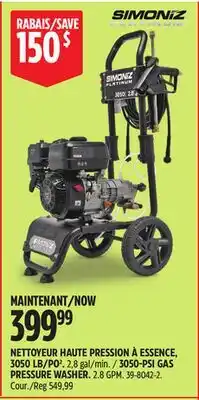Canadian Tire Simoniz 3050-PSI GAS PRESSURE WASHER offer