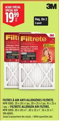 Canadian Tire 3M FILTRETE ALLERGEN AIR FILTERS offer