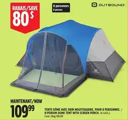 Canadian Tire Outbound 8-PERSON DOME TENT WITH SCREEN PORCH offer