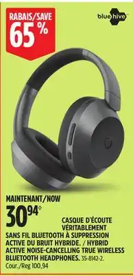 Canadian Tire Bluehive HYBRID ACTIVE NOISE-CANCELLING TRUE WIRELESS BLUETOOTH HEADPHONES offer