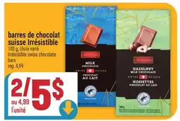 Marché Adonis BARRES DE CHOCOLAT SUISSE IRRÉSISTIBLE | IRRÉSISTIBLE SWISS CHOCOLATE BARS offer