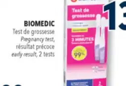 Familiprix BIOMEDIC, Pregnancy test, early result, 2 tests offer