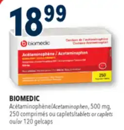 Familiprix BIOMEDIC Acetaminophen 500mg, tablets or caplets or 120gelcaps offer