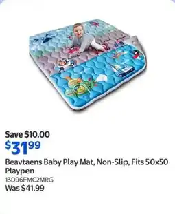 Walmart Beavtaens Baby Play Mat, Non-Slip, Fits 50x50 Playpen offer