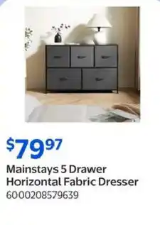 Walmart Mainstays 5 Drawer Horizontal Fabric Dresser offer
