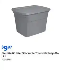 Walmart Sterilite 68 Liter Stackable Tote with Snap-On Lid offer