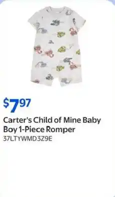 Walmart Carter's Child of Mine Baby Boy 1-Piece Romper offer