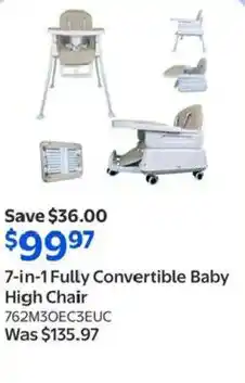 Walmart 7-in-1 Fully Convertible Baby High Chair offer