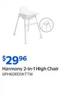Walmart Harmony 2-in-1 High Chair offer