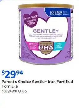 Walmart Parent's Choice Gentle+ Iron Fortified Formula offer