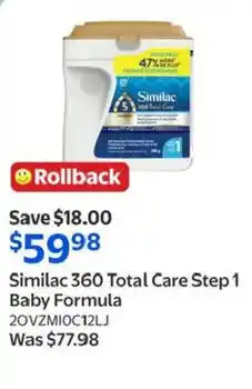 Walmart Similac 360 Total Care Step 1 Baby Formula offer