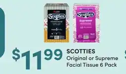 Apple Drugs SCOTTIES Original or Supreme Facial Tissue 6 Pack offer