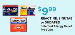 Apple Drugs REACTINE, SINUTAB or SUDAFED Selected Allergy Relief Products offer