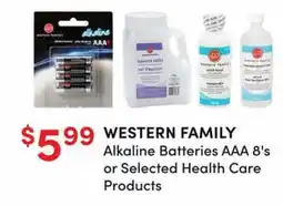 Apple Drugs WESTERN FAMILY Alkaline Batteries AAA 8's or Selected Health Care Products offer