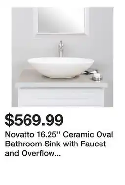 Wayfair Novatto 16.25'' Ceramic Oval Bathroom Sink with Faucet and Overflow NSFC-V07W359BN offer