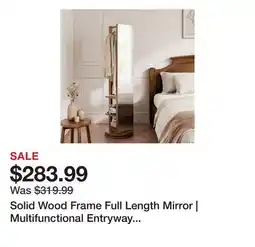 Wayfair Solid Wood Frame Full Length Mirror | Multifunctional Entryway Organizer with Clothing Rack & Hooks offer
