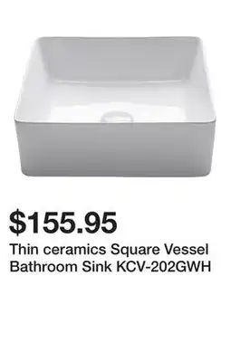 Wayfair Thin ceramics Square Vessel Bathroom Sink KCV-202GWH offer
