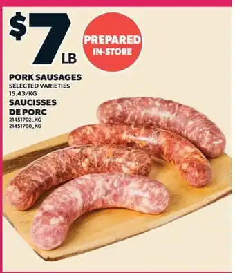 Valu-mart SAUCISSES DE PORC offer