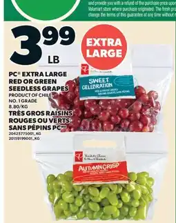 Valu-mart TRÈS GROS RAISINS ROUGES OU VERTS SANS PÉPINS PC offer