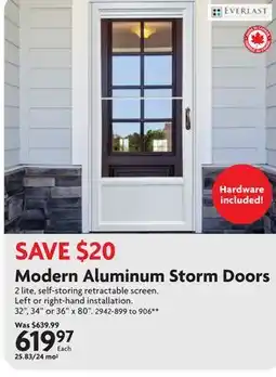 Home Hardware Modern Aluminum Storm Doors offer