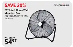 Home Hardware 20 2-in-1 Floor/Wall Mounted Fan offer