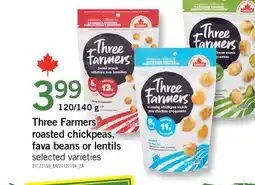Fortinos THREE FARMERS ROASTED CHICKPEAS, FAVA BEANS OR LENTILS, 120/140 g offer