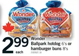 Fortinos WONDER BALLPARK HOTDOG, 6'S OR HAMBURGER BUNS, 8'S offer