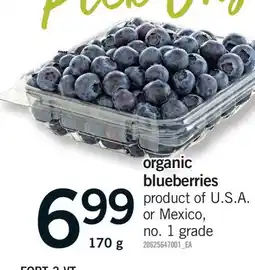 Fortinos ORGANIC BLUEBERRIES offer