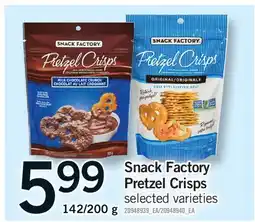 Fortinos SNACK FACTORY PRETZEL CRISPS, 142/200 g offer