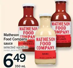 Fortinos MATHESON FOOD COMPANY SAUCE offer