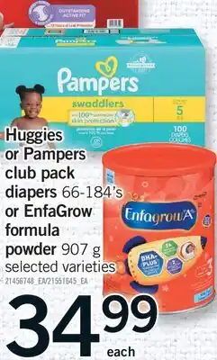 Fortinos HUGGIES OR PAMPERS CLUB PACK DIAPERS, 66-184'S OR ENFAGROW FORMULA POWDER offer