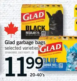 Fortinos GLAD GARBAGE BAGS, 20-40'S offer